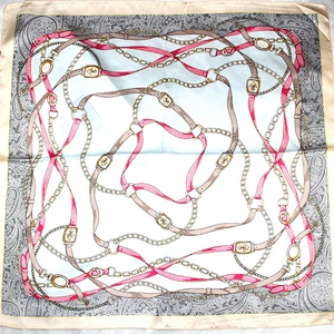 2020 new ladies printed small square scarf collar belt chain women printed square silk scarf