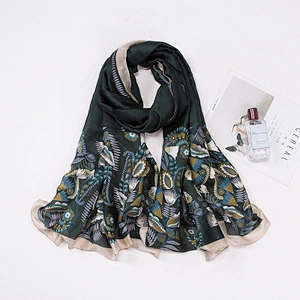 Muslim headscarf female printed gifts satin long scarf imitated silk sunscreen shawl scarf