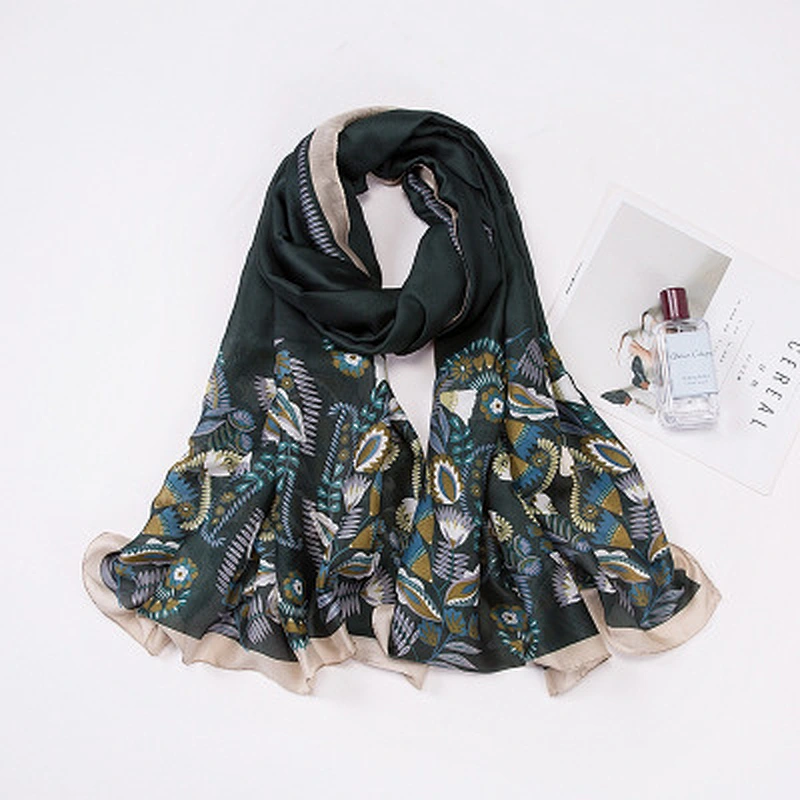 Muslim headscarf female printed gifts satin long scarf imitated silk sunscreen shawl scarf