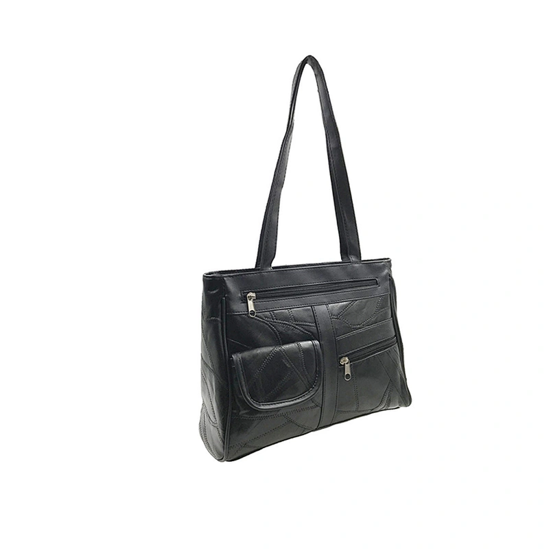 2019 Yiwu Black Leather Briefcase For Men Fashion Business Bags Patch Mens Tote Handbag