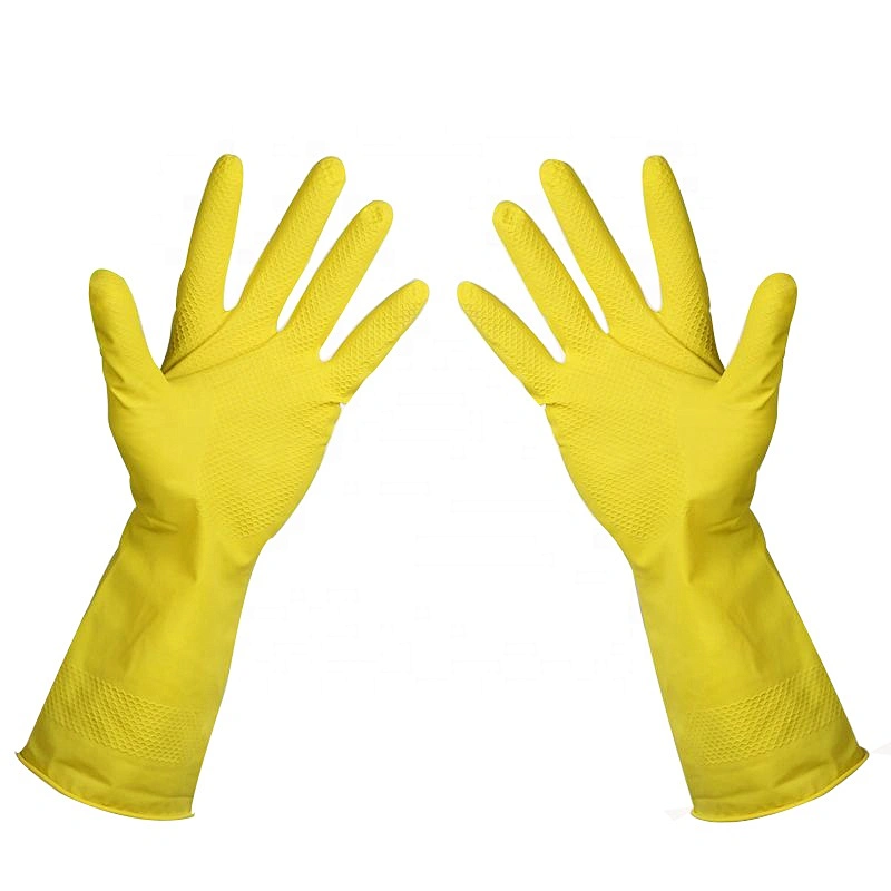 Yellow Latex Rubber Gloves Kitchen Dishwashing Household Latex Rubber Gloves