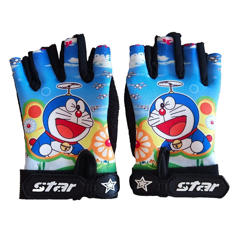 Children Cartoon Design Gloves Half  Finger Cycling Sports Skidproof  Gloves