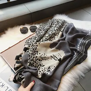 2020 new female thin section fashion long section leopard scarf silk cotton shawl scarf