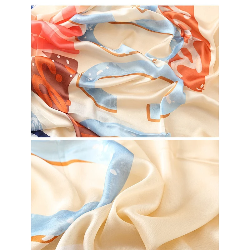 Elegant 180 * 90cm Tabby floral decorative shawl Sun protection women scarf silk print