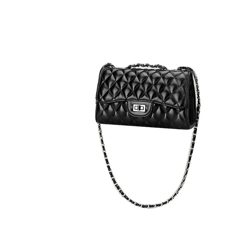 New fashion rhombic pu leather chain strap clutch bag single shoulder crossbody bag