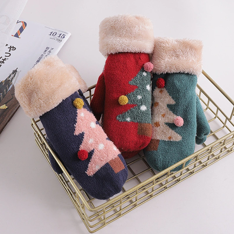 Fashion Festival Cute Windproof Outdoor Mitten Gloves Winter Present Christmas Knitted Gloves