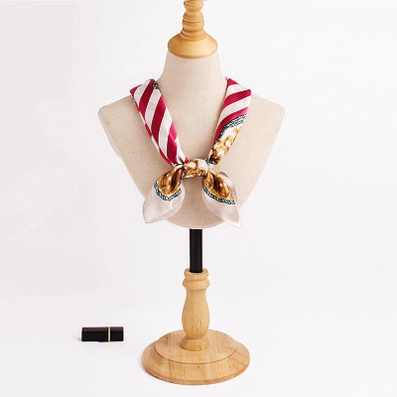 New real silk satin professional small neck square scarf printed luxury square silk scarf