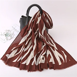 Factory direct animal print polyester long scarf printed arab muslim hijab scarf turban