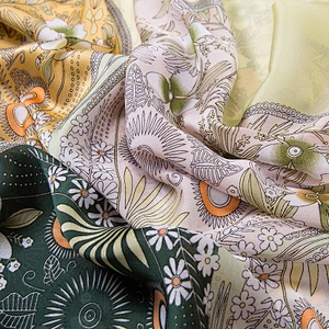Simulation silk satin long fresh wind scarf female sunscreen print satin silk shawl scarf