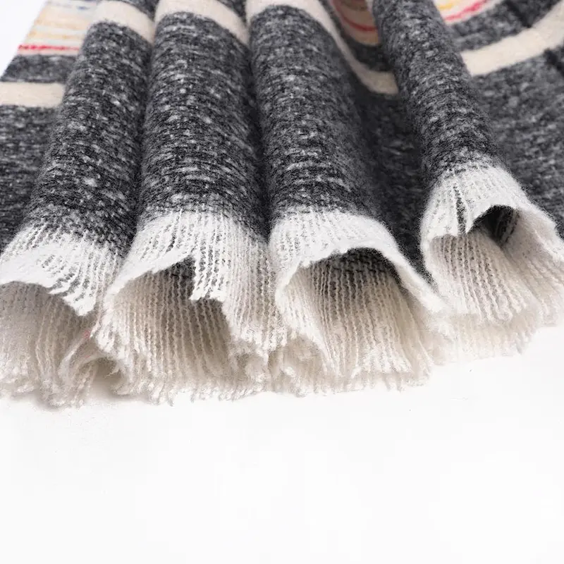 Amazon hot sale colored big stripes acrylic winter women scarf cashmere