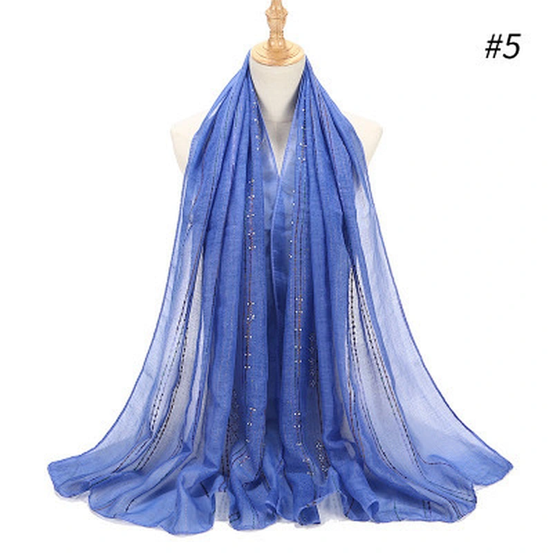 Factory direct anti-wrinkle gold thread stripe hot drilling cotton muslim headscarf hijab