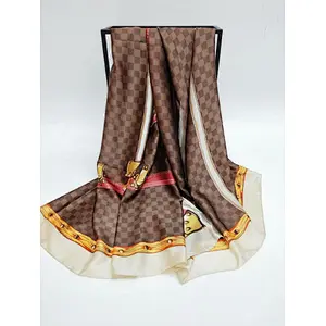 Classic check new silk satin printed ladies multifunctional shawl custom satin silk scarf