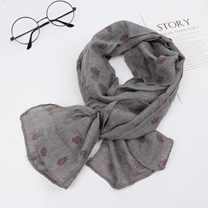 Simple printed cotton and linen thin strawberry pattern kids baby summer scarf