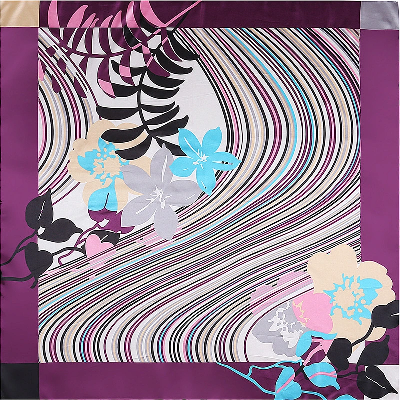 Muslim scarf 90cm satin printing large square towel russian silk square neck scarf