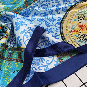 Soft smooth printing large square simulation silk scarf muslim silk square scarf designer shawl