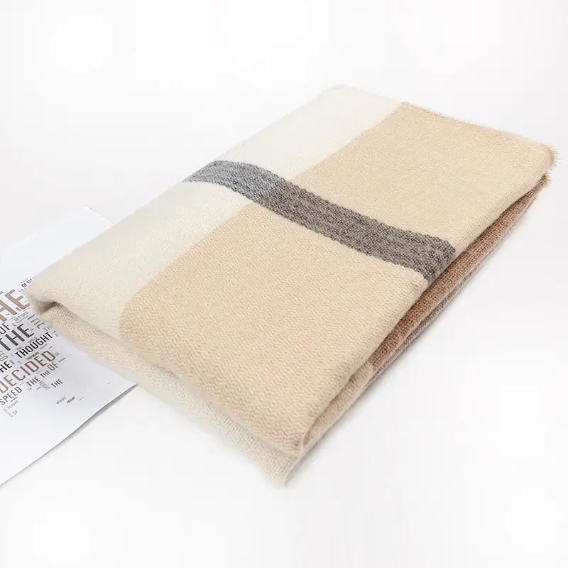 European and American high-grade faux cashmere plaid shawl light luxury fashion  cashmere long scarf women