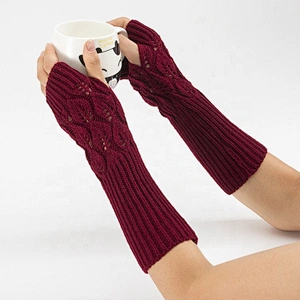 Fashion Warm Arm Sleeve Winter Knitted Gloves Crochet Pattern Fingerless Gloves