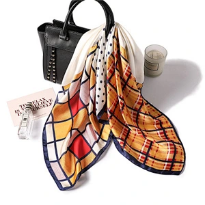 Wholesale color matching 70 * 70cm square polka dot bulk plaid silk scarf silk scarves for women