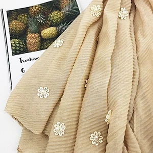 Temperament sunscreen shawl beach towel jacquard pearl cotton linen pleated scarf hijab