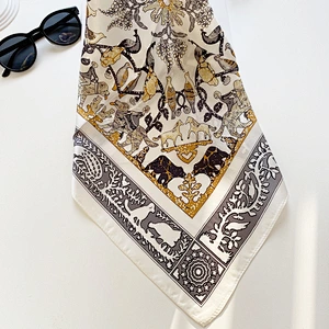 Simple Fashion Lady sunscreen Silk Scarf 53cm promotional small silk scarves square silk scarf