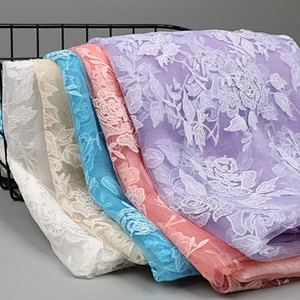New lace stitching ladies casual pure monochrome hollow simulation silk scarf muslim long lace shawl women