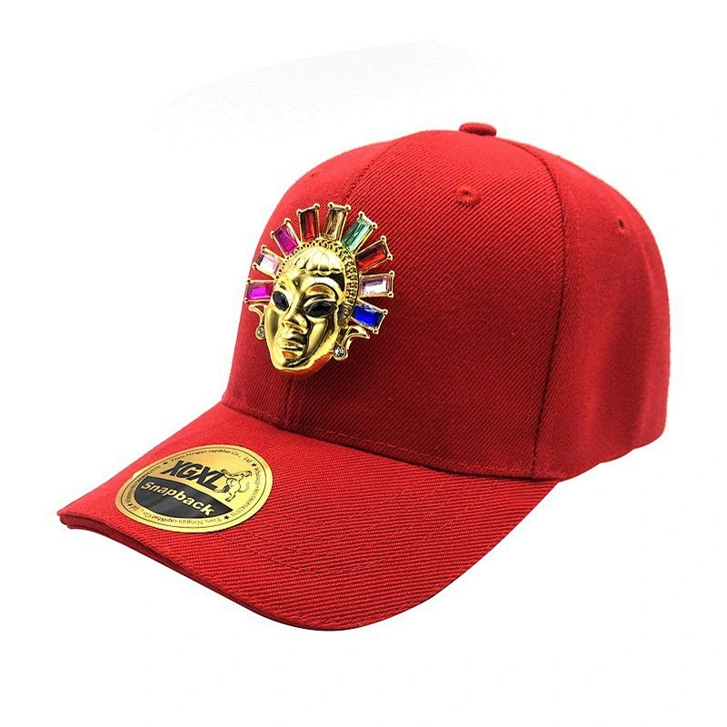 Wholesale sports caps custom gold metal plate logo snapback caps hats