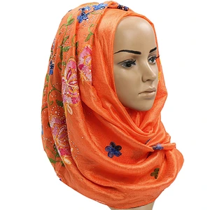 New all-match muslim hot drilling embroidered scarf headscarf linen scarf for women