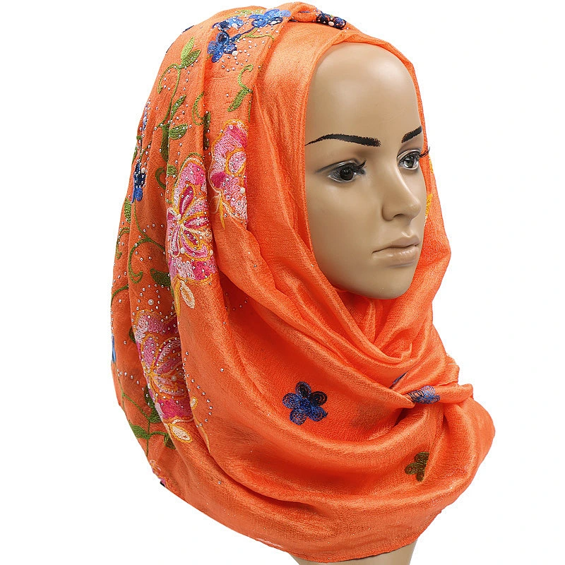 New all-match muslim hot drilling embroidered scarf headscarf linen scarf for women