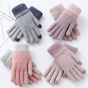 Warm Knitted Touch Screen Gloves Acrylic Polyester Elastane Winter Fashion Gloves
