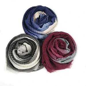 Muslim gradient color long scarf classic wild cotton women's crinkle scarf hijab