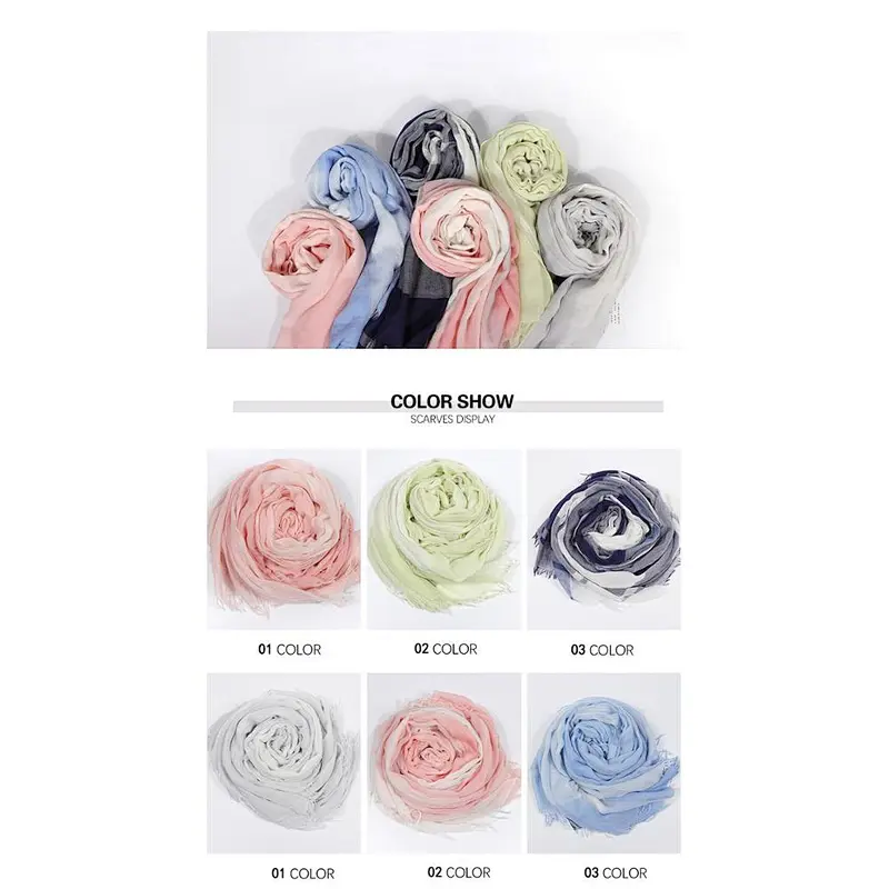 Factory direct sales large size thin women cotton plaid foulard silk scarf