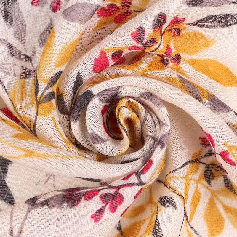 Scarf Women Hijab Comfortable Polyester Silk Scarf 180 * 90Cm Floral Tassel Scarf Wholesale