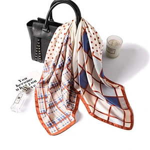 Wholesale color matching 70 * 70cm square polka dot bulk plaid silk scarf silk scarves for women
