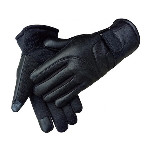 Winter Warm Full Finger Skidproof Gloves PU Leather Touch Screen Wind-stopper Gloves