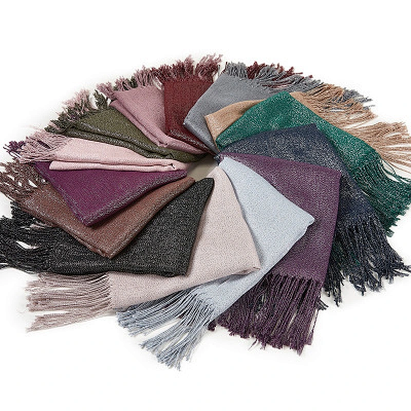 Solid color silver silk starry tassel shawl women beautiful hijab hijabs muslim scarf