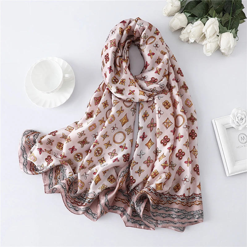 Fashion thin sunscreen oversized shawl women summer printing silk long shawl and scarves
