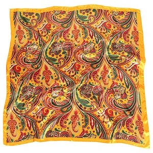 Vintage 90cm satin square scarf wholesale custom digital printing women silk scarf