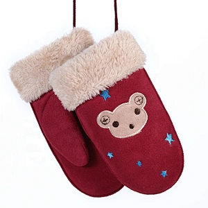 Faux Suede Cute Unisex Kids Winter Child Cartoon Mittens Gloves