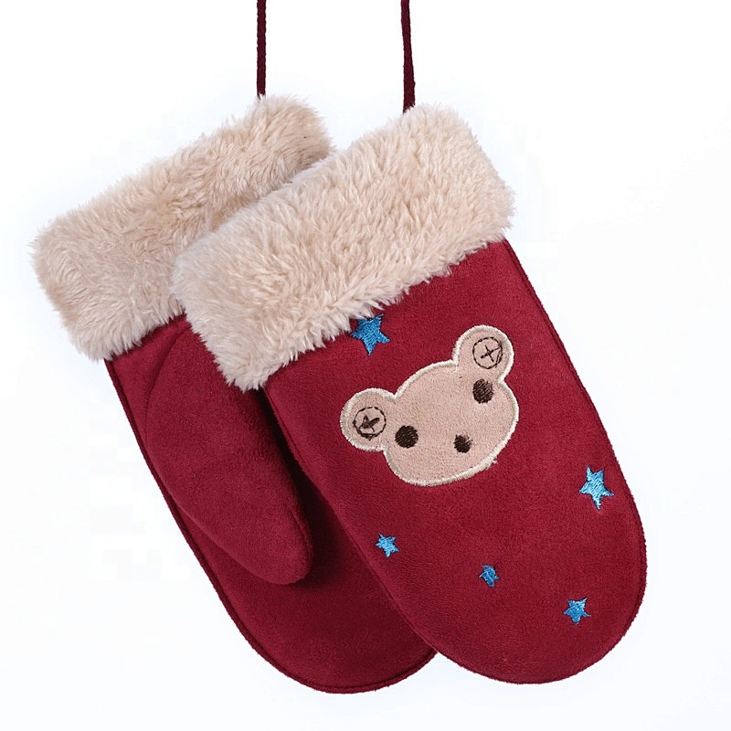 Faux Suede Cute Unisex Kids Winter Child Cartoon Mittens Gloves