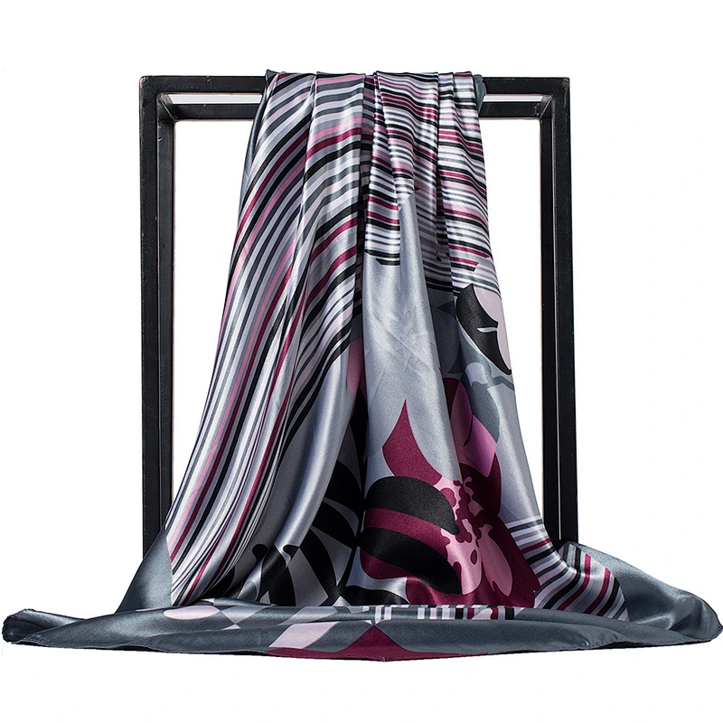 Muslim scarf 90cm satin printing large square towel russian silk square neck scarf