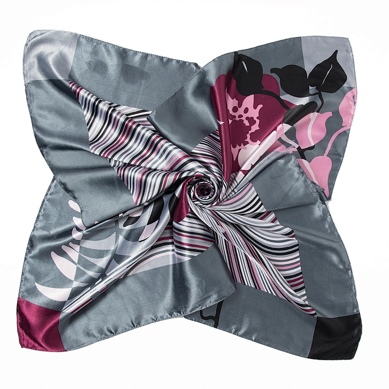 Muslim scarf 90cm satin printing large square towel russian silk square neck scarf
