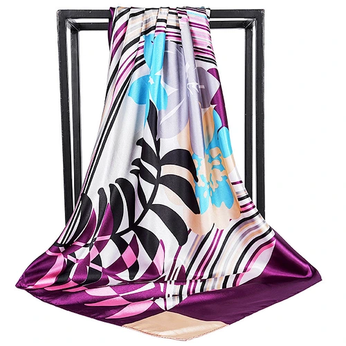 Muslim scarf 90cm satin printing large square towel russian silk square neck scarf