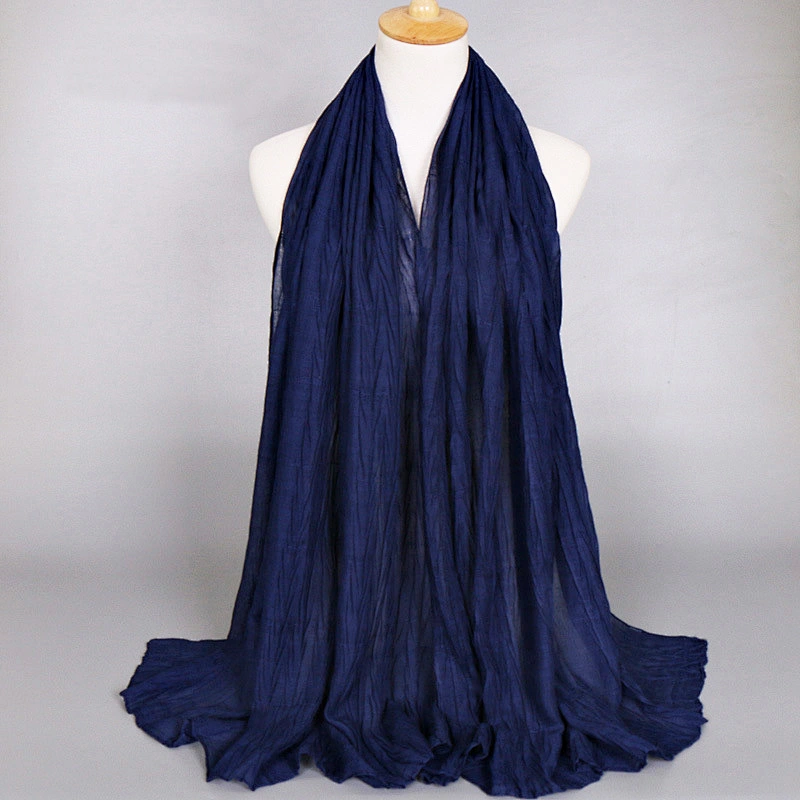 Cheap wholesale custom women plain muslim 12 color stock cotton crinkle hijab scarf