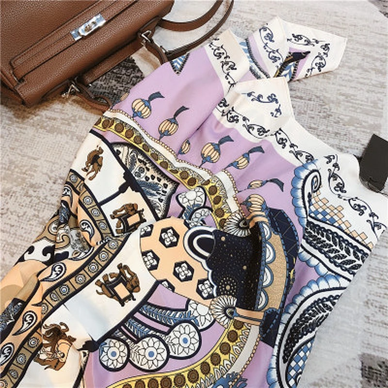 Baroque print beach towel sunscreen silk scarf women square silk scarf manufacturing