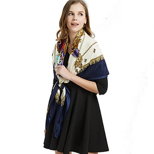 Oversized sunscreen scarf twill silk cheap reversible printing silk shawl wholesale