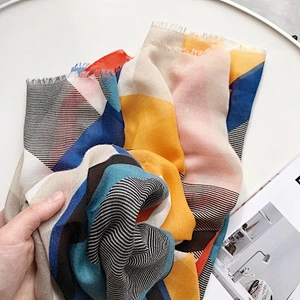 Contrast color joint beach towel sunscreen shawl ladies fashion beach scarf shawl