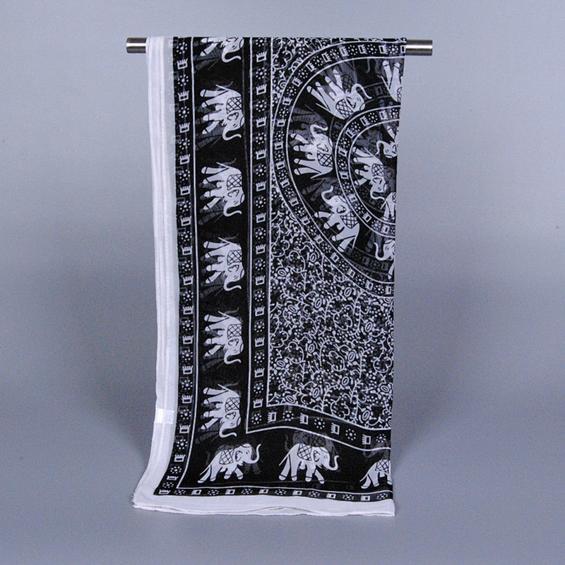 New Design chic shawl  Custom Printed 6 color elephant long chiffon scarf women