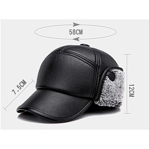 Customizable leather warm earmuffs hats for men and women outdoor windproof winter hat