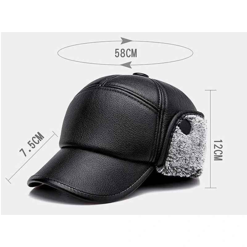 Customizable leather warm earmuffs hats for men and women outdoor windproof winter hat