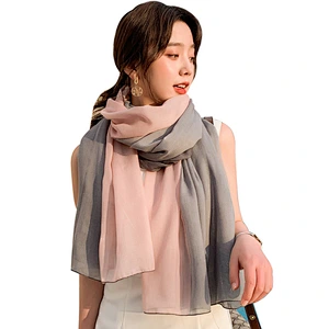 2020 new cotton and linen printed scarf sun shawl custom plain color polyester scarf